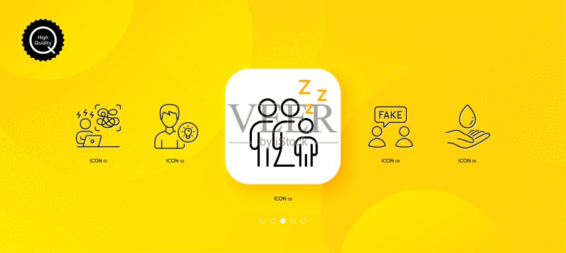 水资源护理、睡眠和压力极简线条图标矢量素材图标素材
