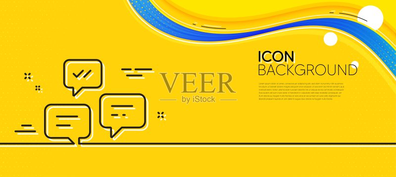 聊天消息线性图标,对话或短信,极简黄色banner,矢量图标素材