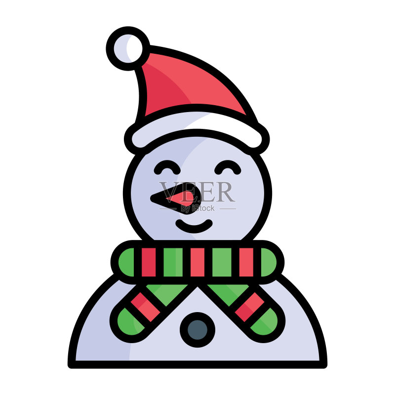 白色背景上的雪人矢量时尚图标图标素材