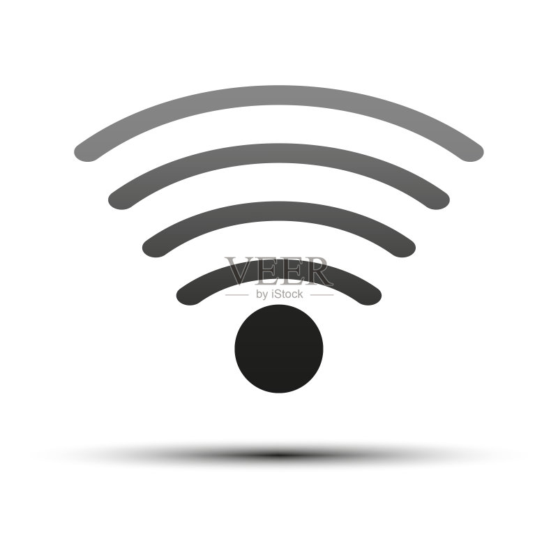 带有黑色WiFi图标的扁平风格图标。云技术。矢量图图标素材