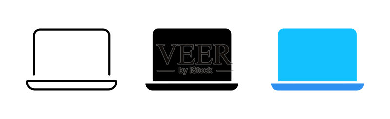 笔记本电脑图标集:电脑、小工具、科技、休闲、娱乐等矢量线性图标图标素材