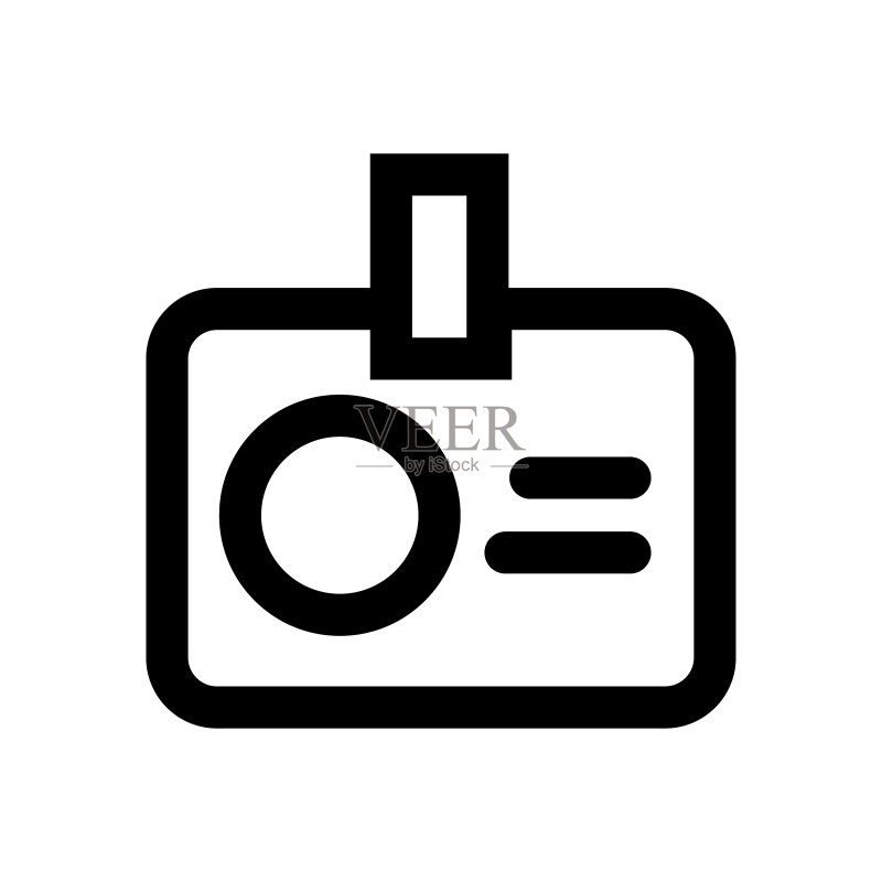白色背景上隔离的ID卡图标线条图标素材