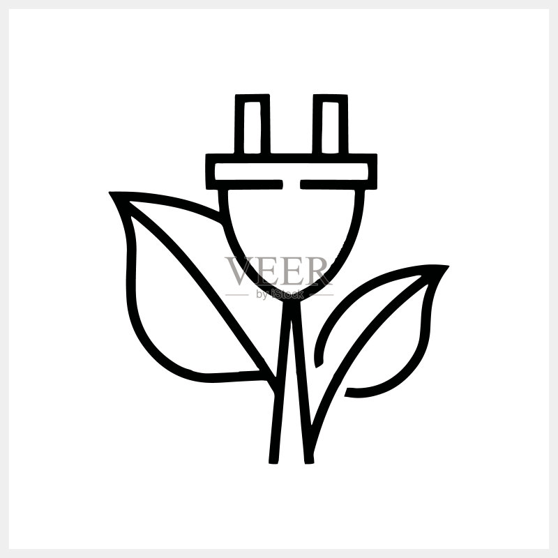 涂鸦:手绘线条的环保电力图标矢量素材图标素材
