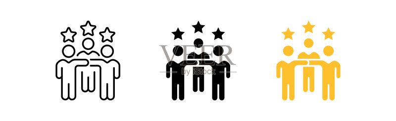 团队合作图标集:团队、协会、成果、目标、策略、计划、成功、力量、信息图、拼图、任务等业务概念矢量线性图标图标素材