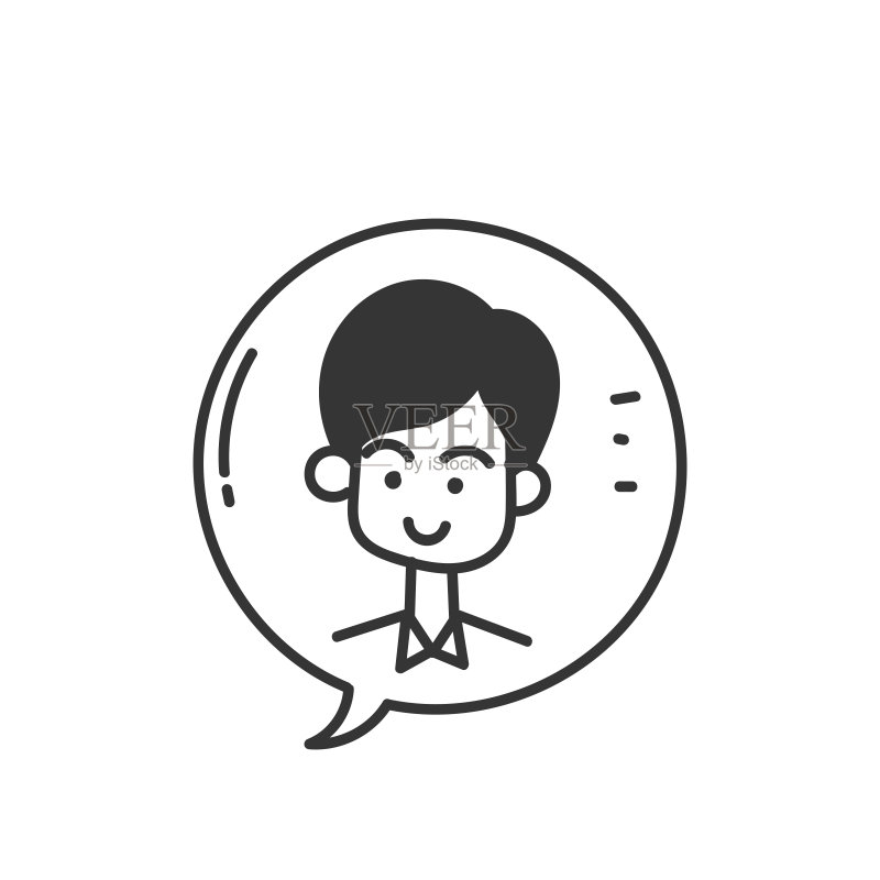 手绘语音气泡和头像图标插图图标素材