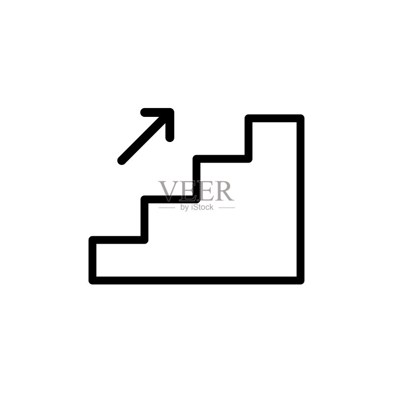 白色背景中的楼梯图标矢量设计模板图标素材