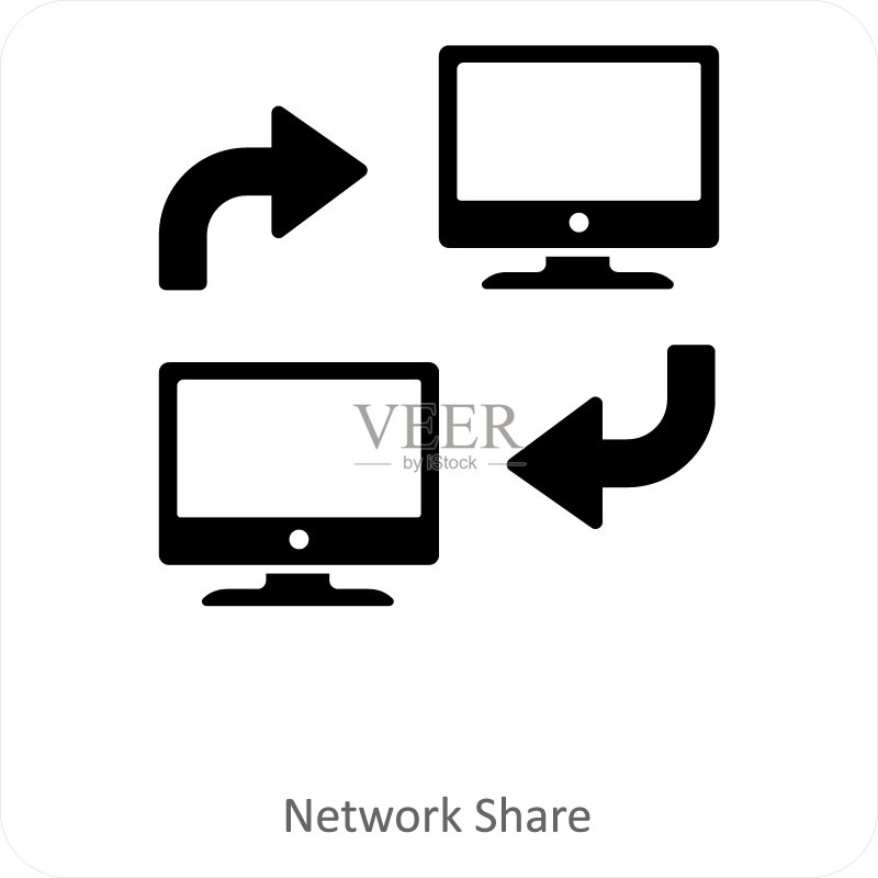 网络共享和文件夹图标概念图标素材