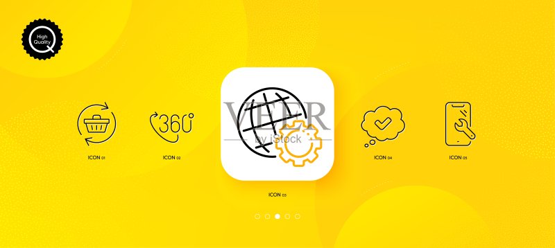 智能手机维修审核与地球极简线条图标矢量图图标素材