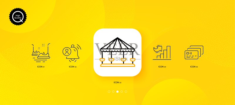 旋转木马、生长图表和用户通知极简线条图标矢量素材图标素材