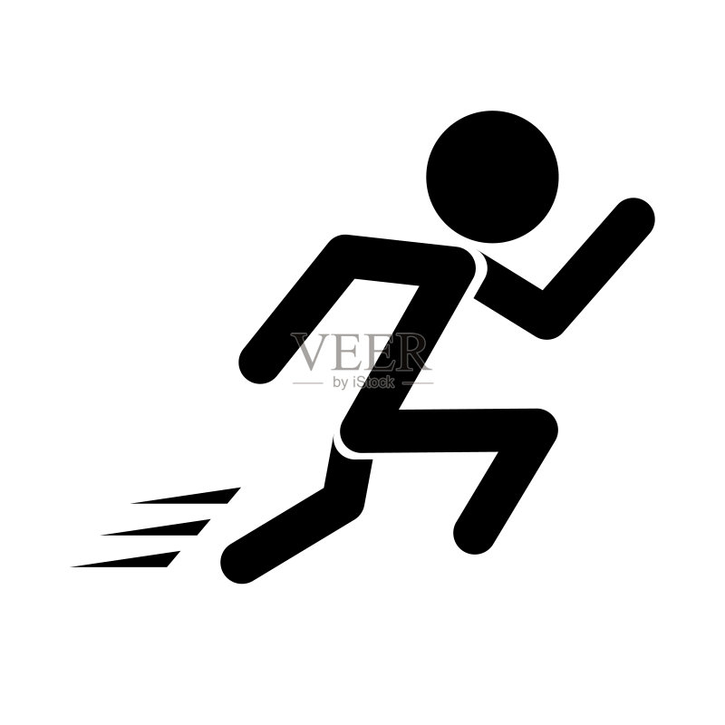 奔跑的人剪影图标。矢量。图标素材