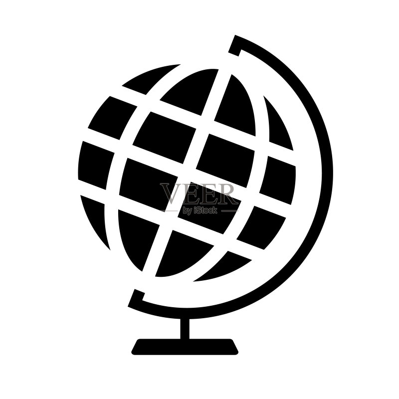 地球轮廓图标,陆地地球仪矢量图图标素材