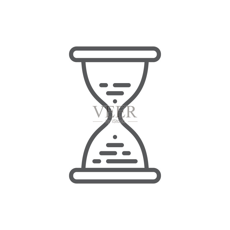 沙漏线性图标:白色背景极简剪影图标素材