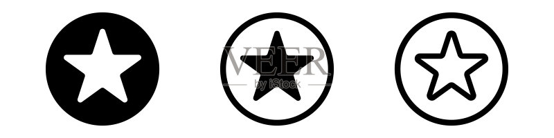 圆形星星轮廓图标集,矢量素材图标素材