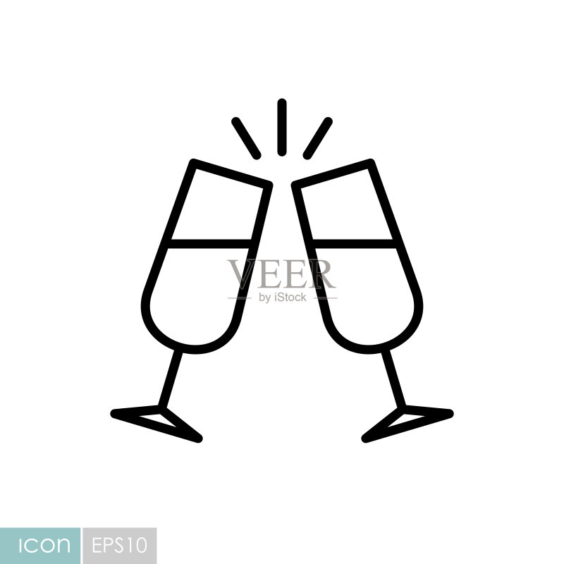 两杯香槟孤立矢量图标图标素材