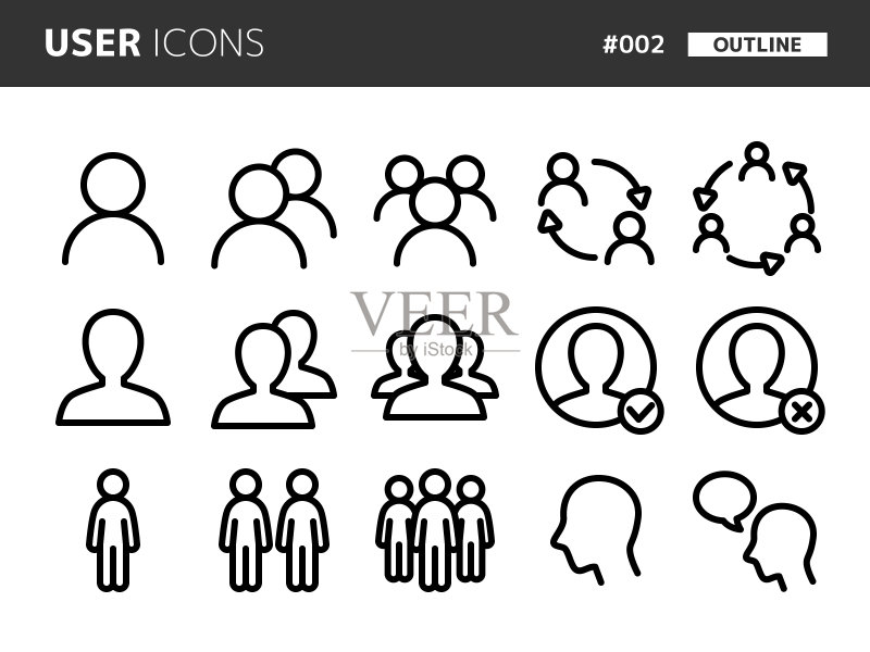 与user_002相关的线条风格图标集图标素材