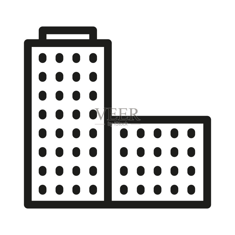 办公公寓楼线稿图标建筑商务矢量插画图标素材