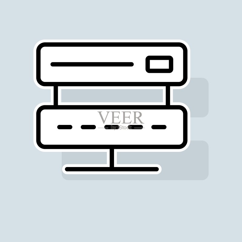 带开关的WIFI调制解调器。创建本地网络、办公室设计、电缆管理、互联网连接。互联网概念。白色背景上的矢量贴纸线条图标图标素材