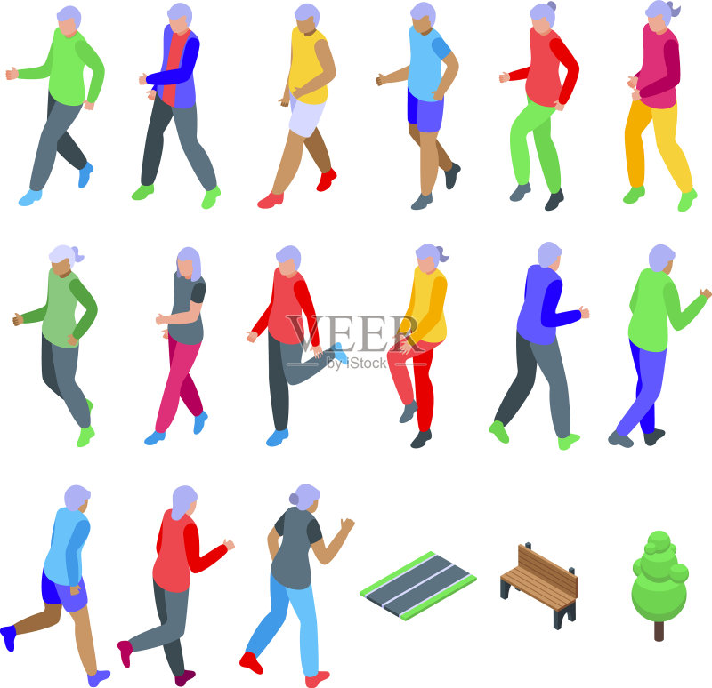 在公园跑步的老年人图标图标素材