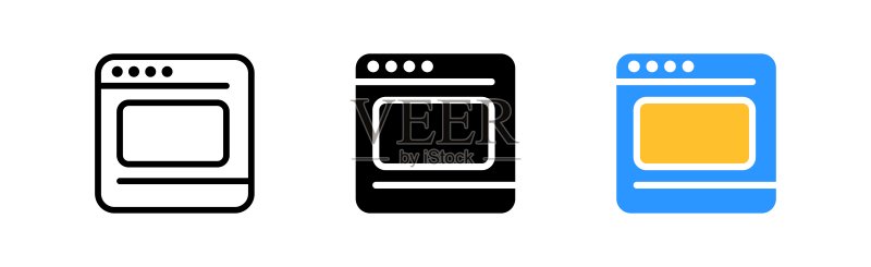 厨房烤箱图标:烘焙产品和家用电器概念图标素材