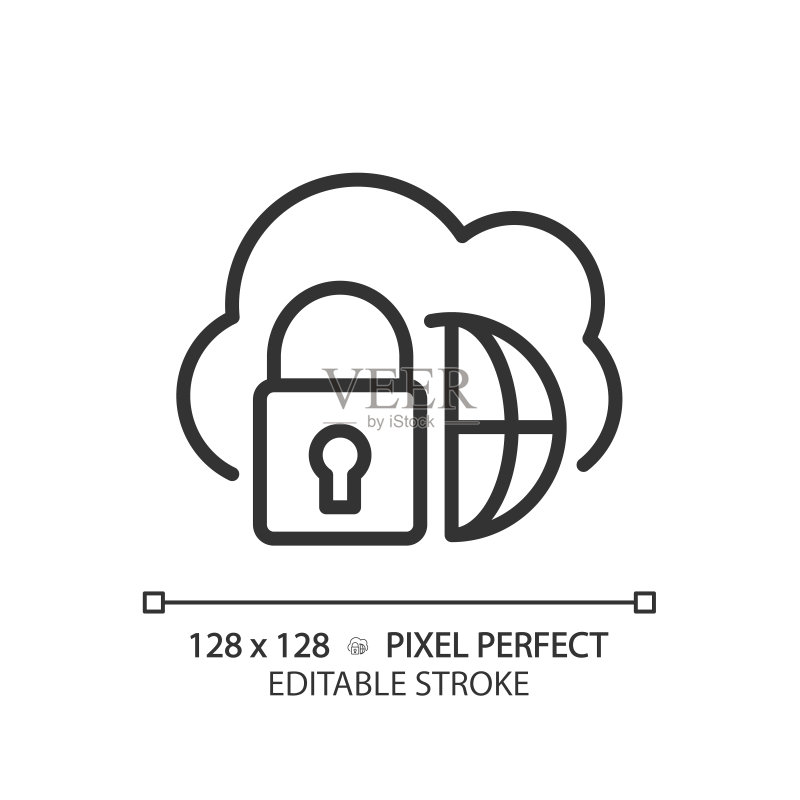 混合云像素完美线性图标图标素材