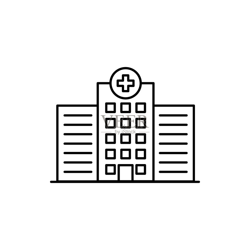 医院建筑黑色细线图标图标素材