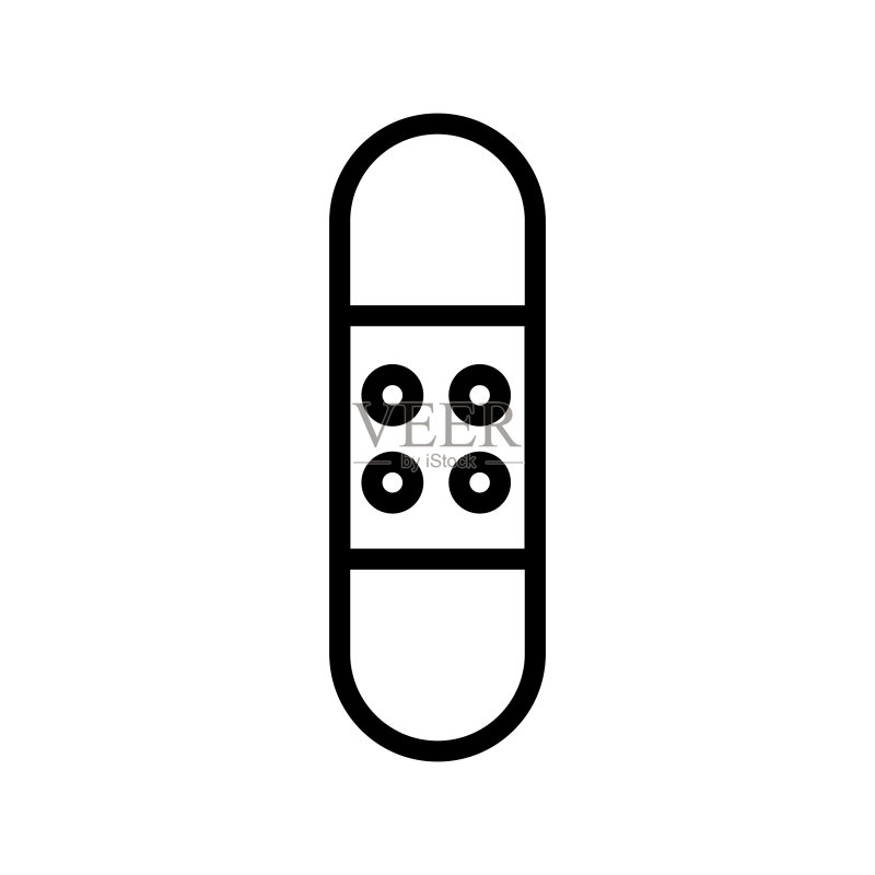 白色背景上的医用贴片图标线条图标素材
