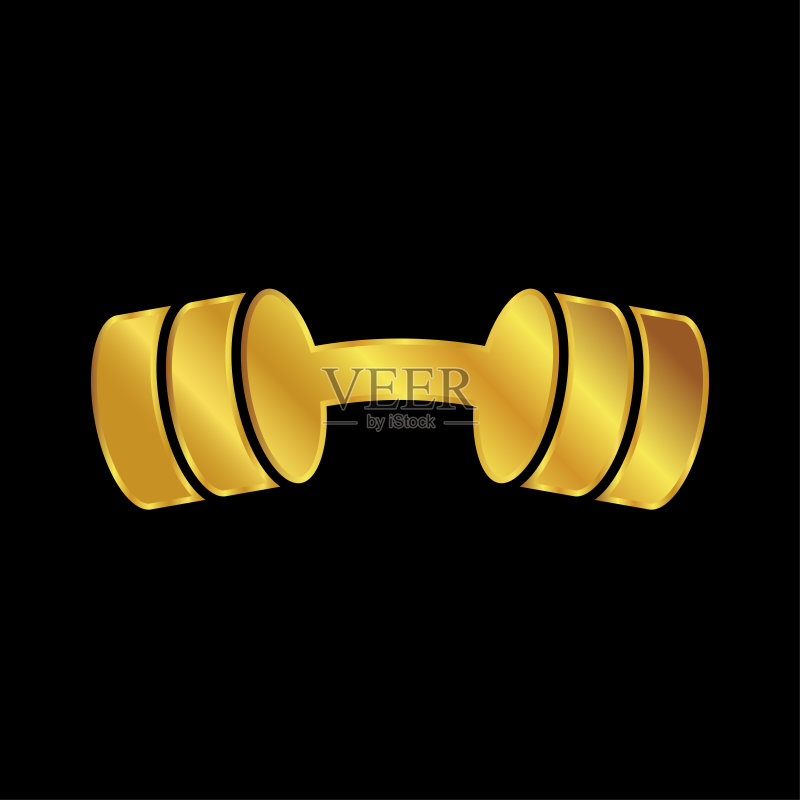 金色哑铃图标,杠铃Logo矢量图图标素材