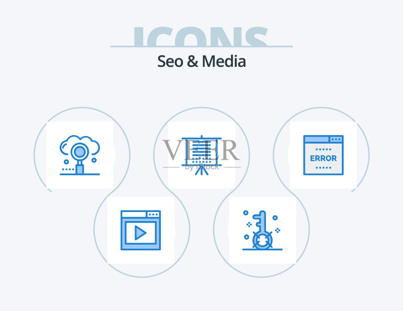 SEO与媒体蓝色图标包5图标设计SEO图标素材