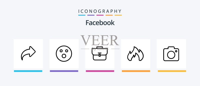 包含图像前进的Facebook线性5图标包图标素材