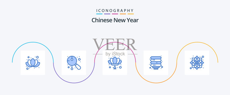 中国新年蓝色5图标包,含中国元素图标素材