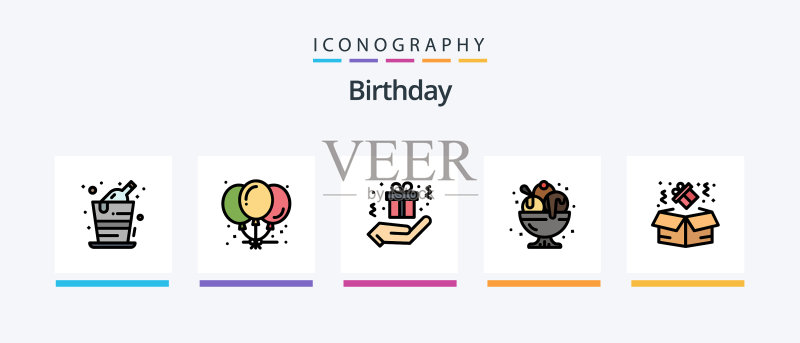 生日蜡烛线性图标套装图标素材