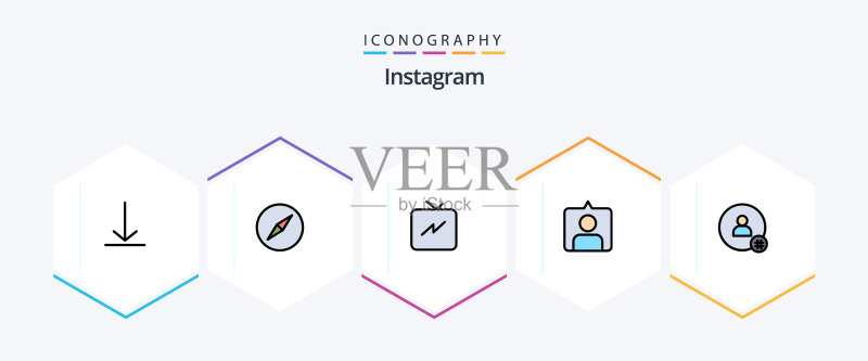Instagram 25个填充轮廓图标包图标素材
