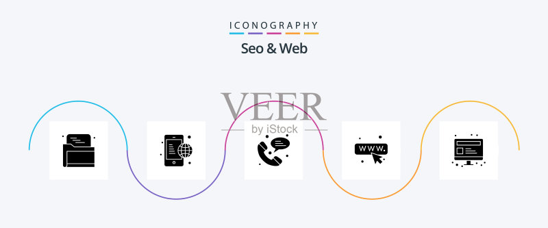 包含网页的SEO与Web字形5图标包图标素材