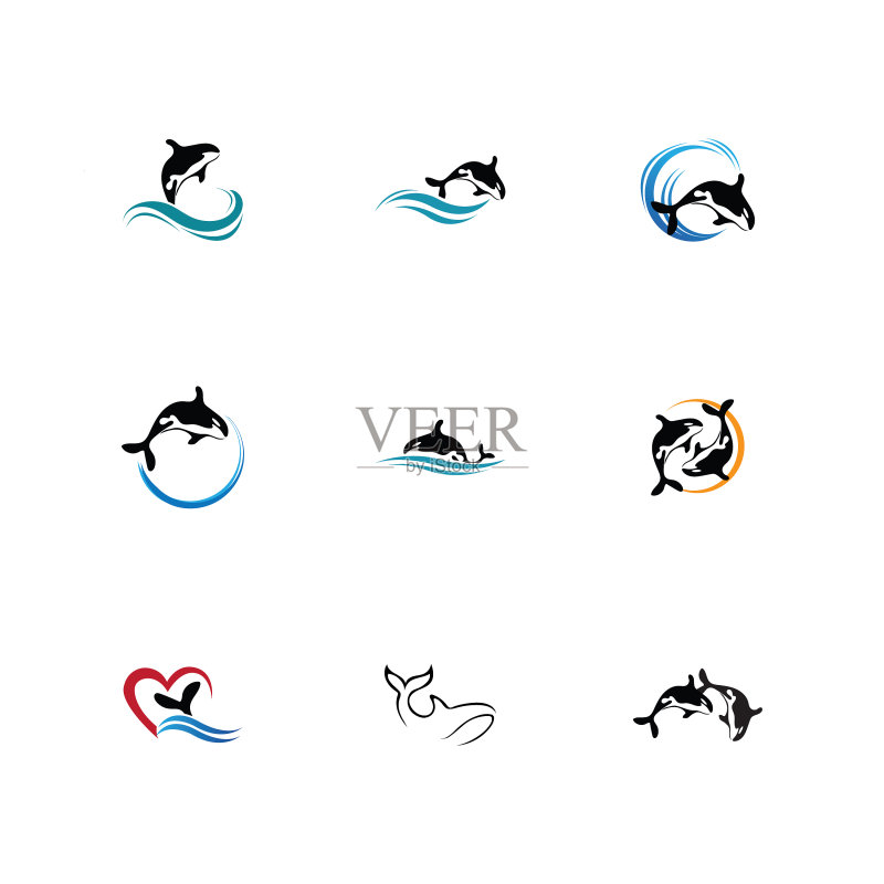 潮流设计虎鲸Logo图标素材