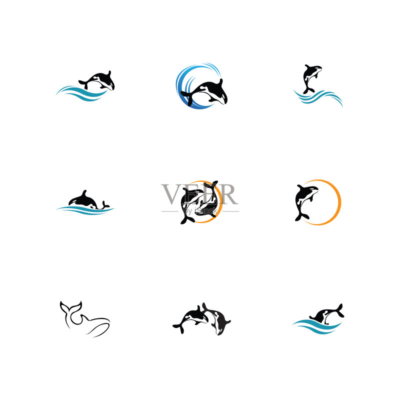 潮流设计虎鲸Logo图标素材