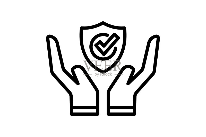 值得信赖的安全性图标,带有盾牌的手形图标图标素材