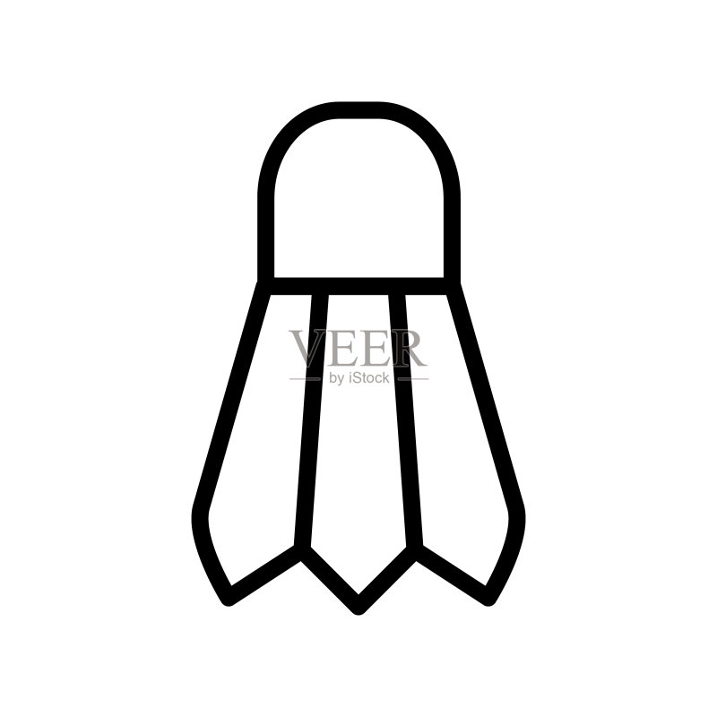 白色背景上的羽毛球图标线条图标素材