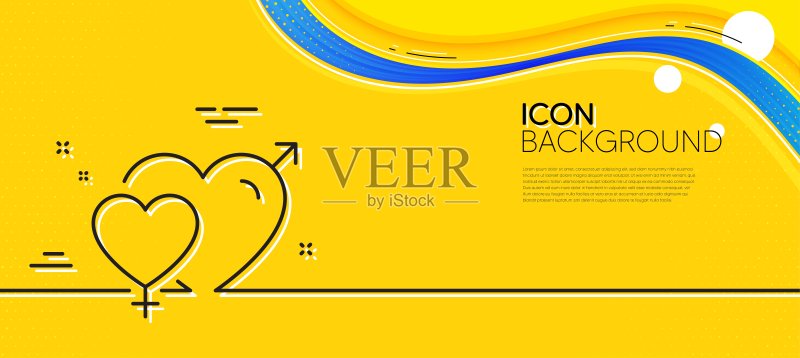 男女线条图标。爱心标志。极简线条黄色banner。矢量图标素材