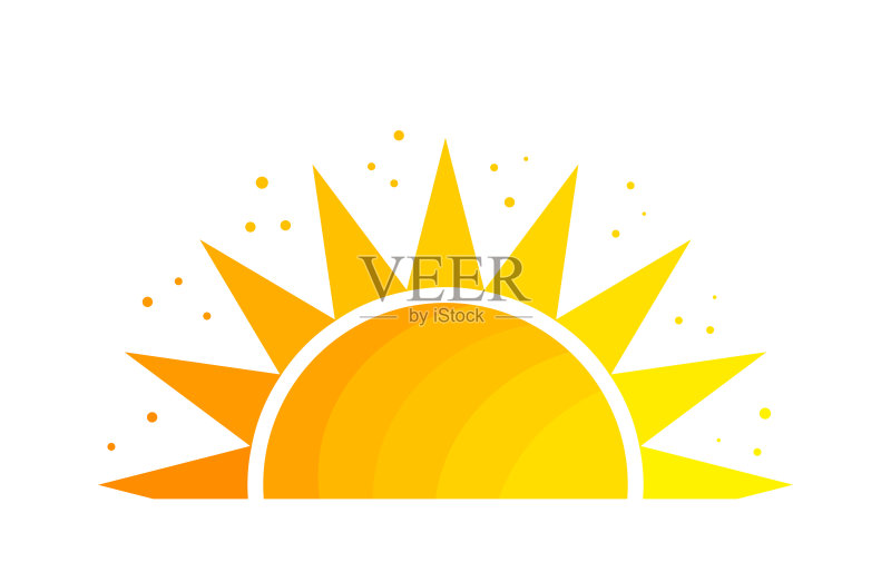 白色背景上的日落太阳图标图标素材