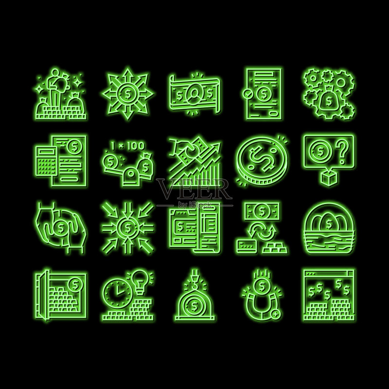 财富金融资本霓虹灯图标图标素材