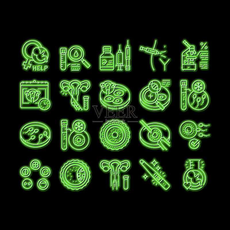 受精治疗霓虹灯发光图标插图图标素材