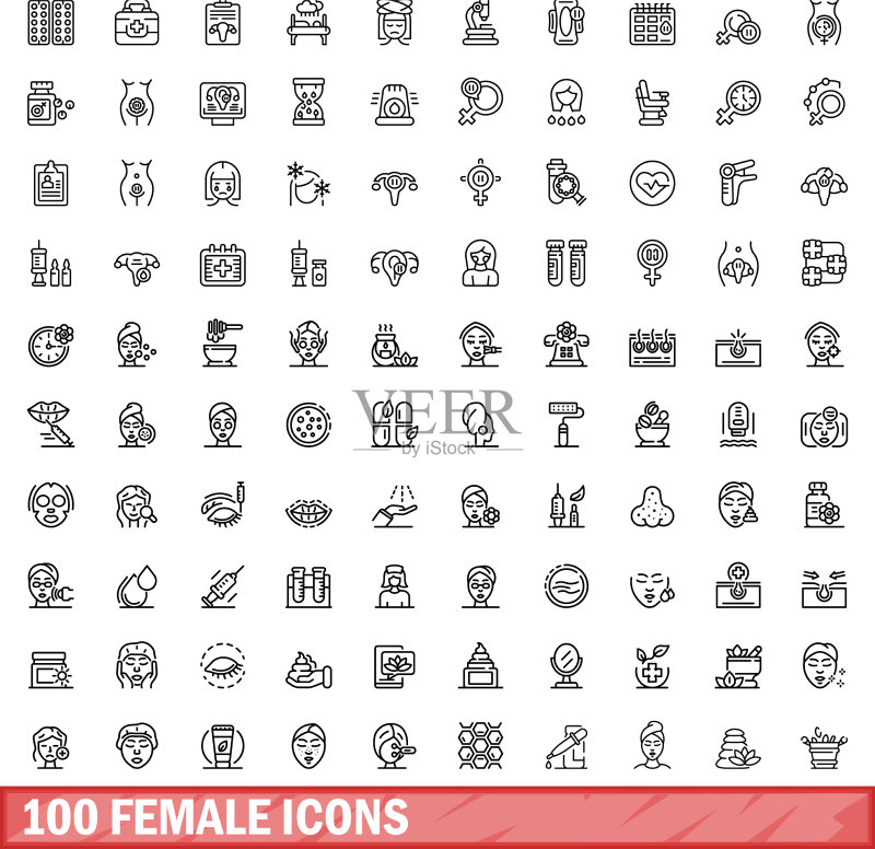 100个女人图标轮廓样式合集图标素材