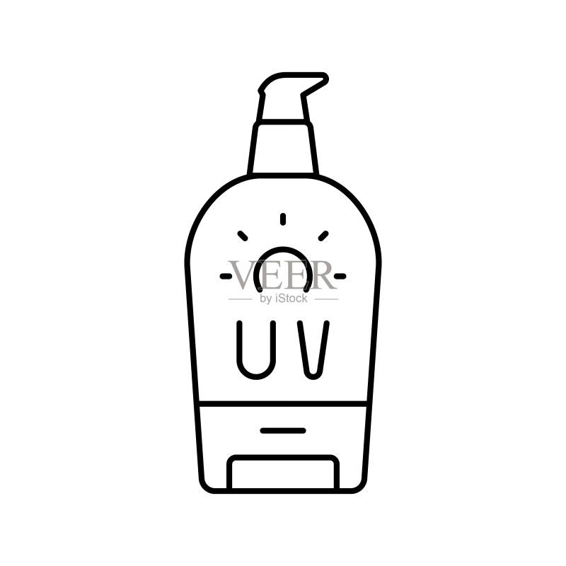 防晒霜化妆品线性矢量图图标素材