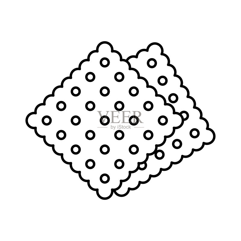 饼干图标黑色轮廓线性剪影矢量插画图标素材
