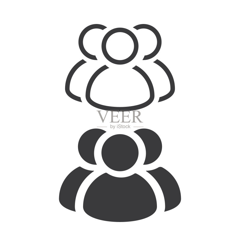 三个社交网络用户,矢量图标贴纸图标素材