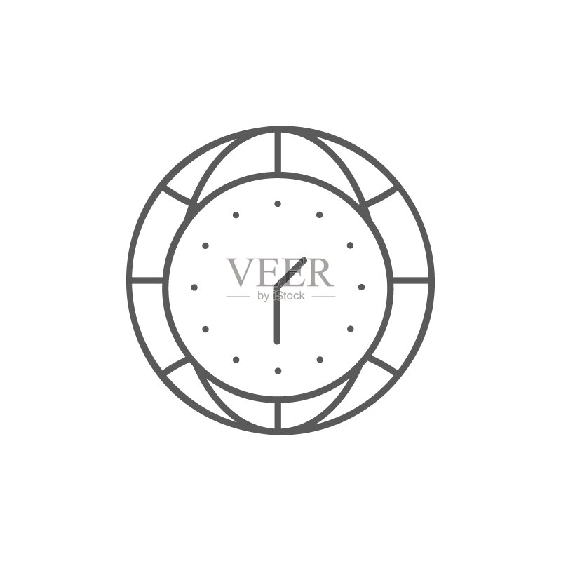 带有地球的世界时间线性图标,时间管理符号设计图标素材
