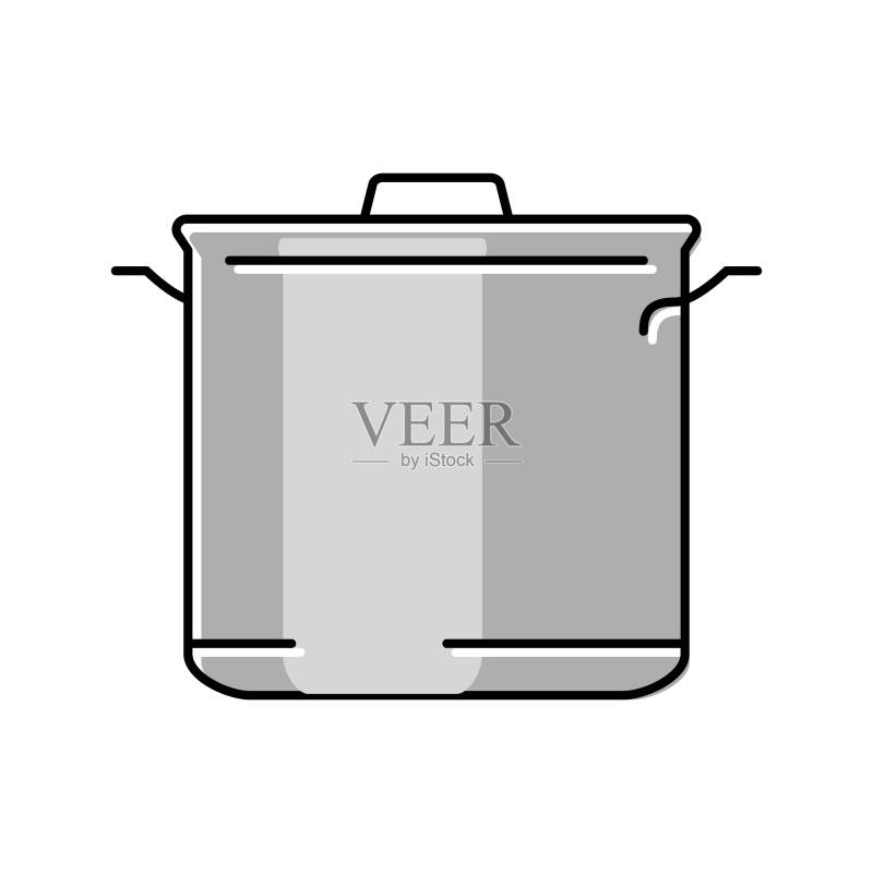 厨房用具锅具烹饪彩色图标矢量插图图标素材