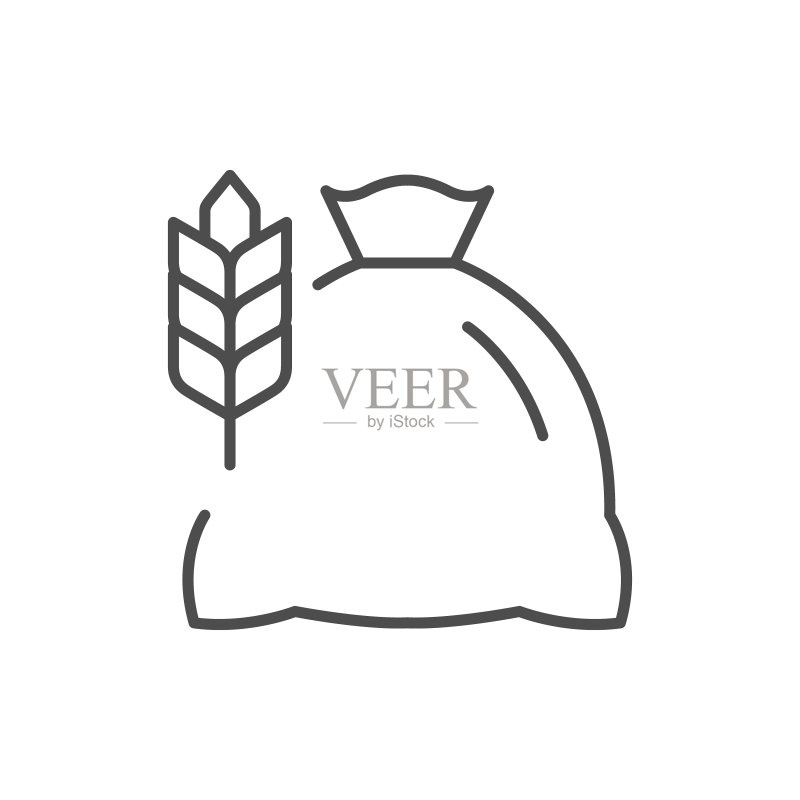 粮食袋线条轮廓图标图标素材
