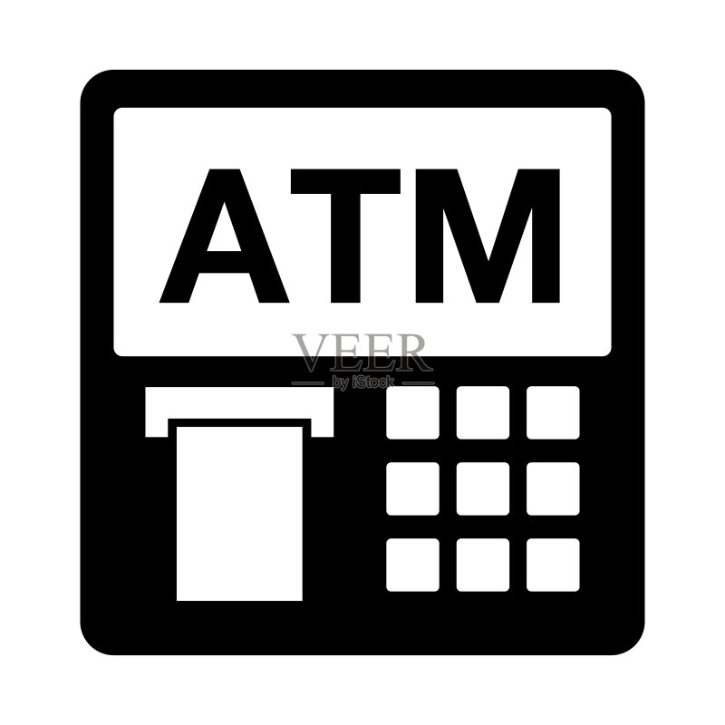 银行ATM机剪影图标取款矢量图图标素材