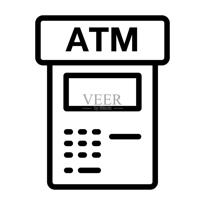 简约银行ATM图标:取款矢量图图标素材